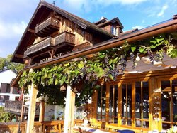 Sommer - Blick auf das Haupthaus mit Weinranken